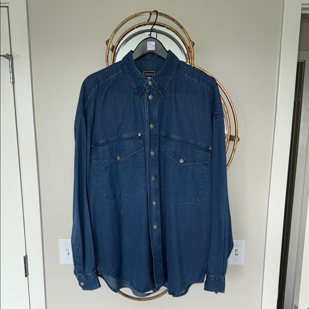 Vintage Versace Deep Blue Denim Shirt XXL